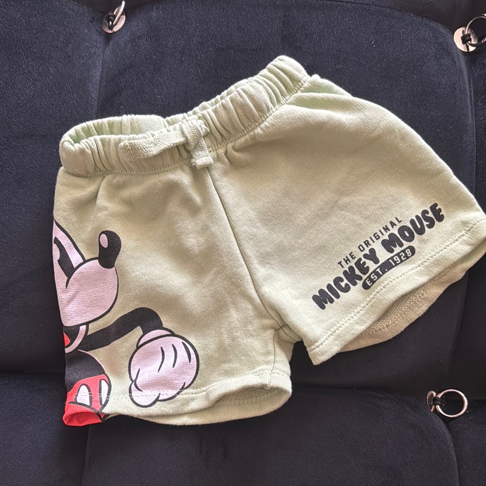 Zara Mickey Mouse Kids Green Shorts